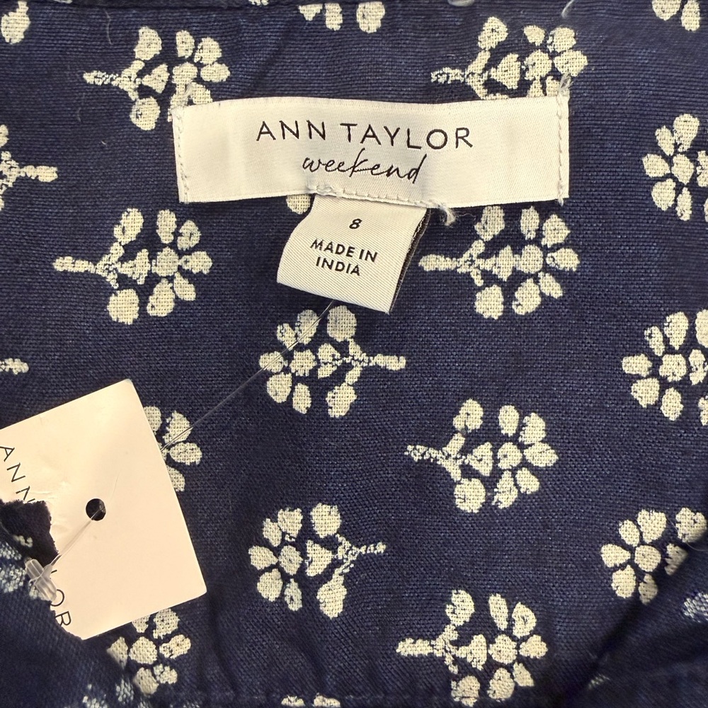 Ann Taylor Weekend Navy and White Floral Dress - Picture 2 of 13